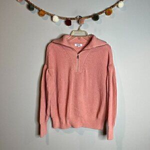 525 America peach knitted half zip sweater